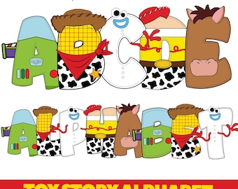 Paquete de letras del alfabeto de Toy Story Doodle PNG, descarga instantánea