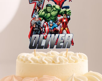 Avengers Birthday Custom Name And Age CardStock Cake Topper 7"