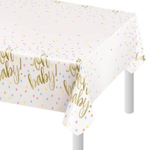 Oh Baby Gold Baby Shower Rectangular Plastic Table Cover