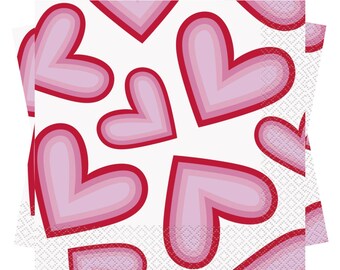 Retro Valentine Hearts Luncheon Napkins 16ct