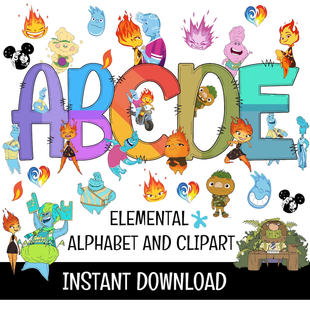 Scribe Elemental Elemental Doodle Alphabet Clipart Bundle, PNG Letters (digital File ...