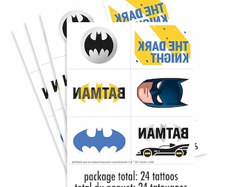 Officially Licensed Batman™ Temporary Tattoos – 4 Sheets, 24 Count