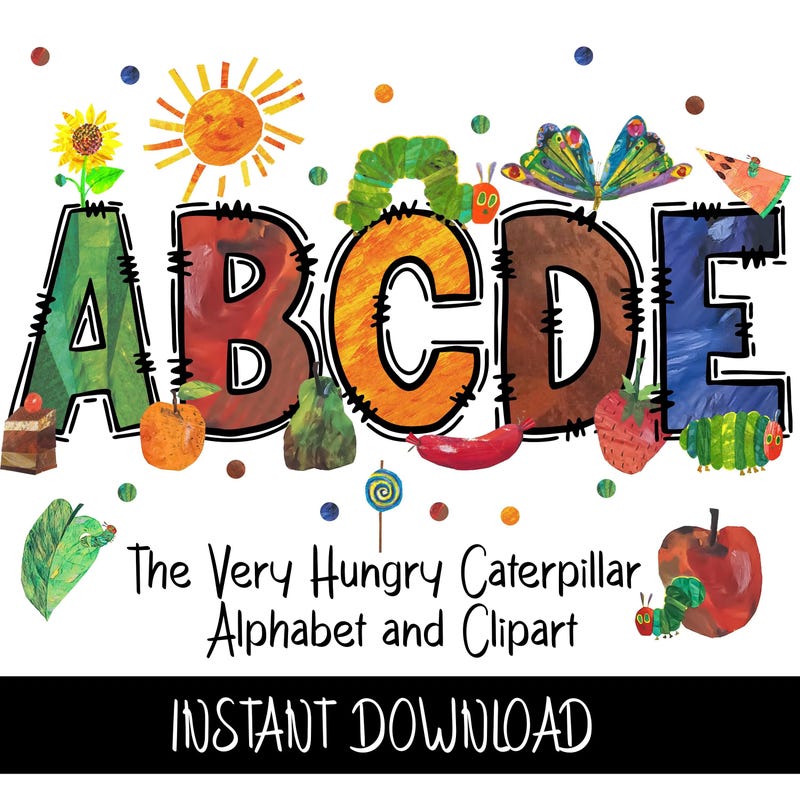 Hungry Caterpillar Alphabet Fonts Etsy Hungry Caterpillar Alphabet Fonts Etsy
