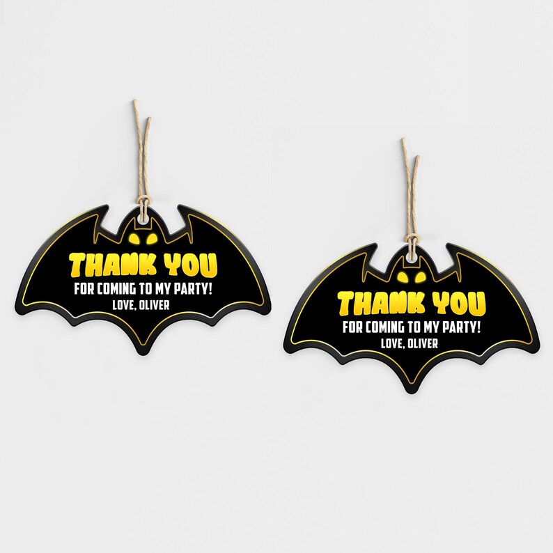 Superhero Bat Hero Custom Thank You Cards: Personalized Favor Tags, 8ct ...