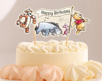 Winnie the Pooh CardStock Cake Topper 7", Hundred Acre Wood Party Decor