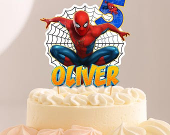 Spiderman Custom Name And Age CardStock Spider-Man Cake Topper 7"