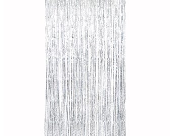 Silver Metallic Fringe Door Curtain, 3.25 ft x 6.5 ft