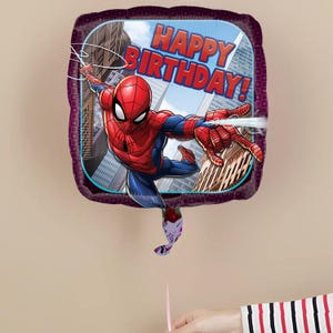 Spider-Man Happy Birthday Foil Balloon 18&quot;- Spiderman Custom Cake Topper