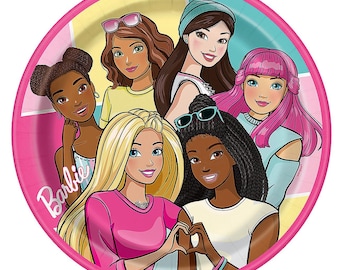 Officially Licensed Barbie Birthday Round Lunch Paper Plates, 9 Inches, 8 ct