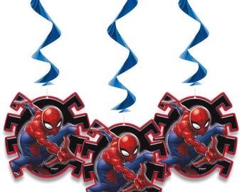 Spider-Man Paper Swirl Decorations 3 Pc - Spiderman Custom Cake Topper