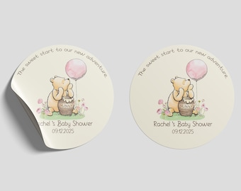 Winnie the Pooh Baby Shower Stickers: CustomFavor Labels, 2" - 12ct