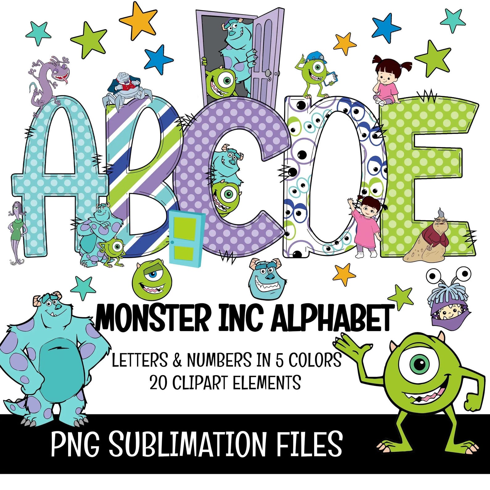 Monster. Find Letters Monster Inc Doodle Alphabet Letters PNG Bundle Instant Download - Etsy