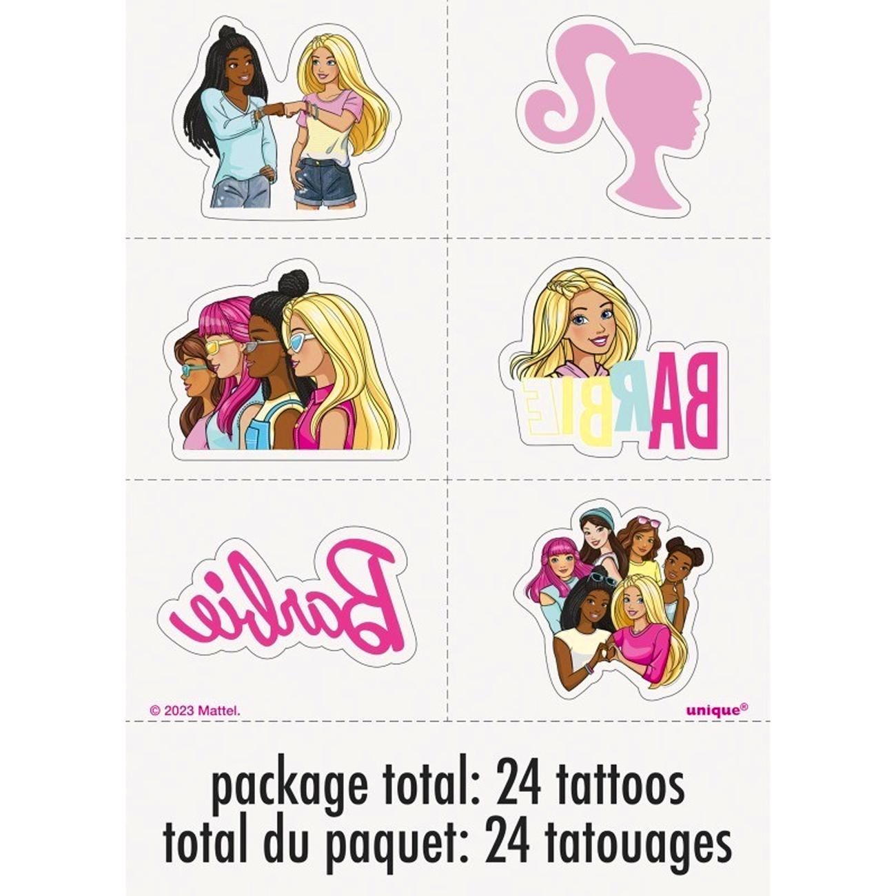 Officially Licensed Barbie and Friends Temporary Tattoos - 24 Pieces