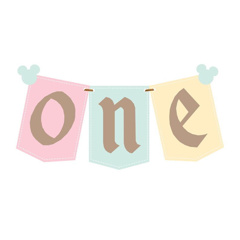 Disneyland 1st Birthday High Chair Banner – Mickey Mouse Theme Baby Boy or Girl Party Decoration