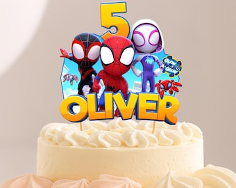 Spidey and Friends Cake Topper: Custom Name, 7" Cardstock
