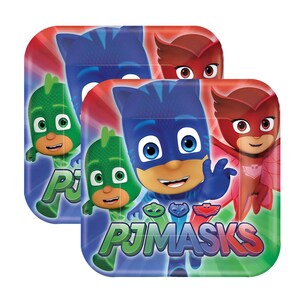 Officially Licensed PJ Masks Square Plates 7&quot;, 8ct