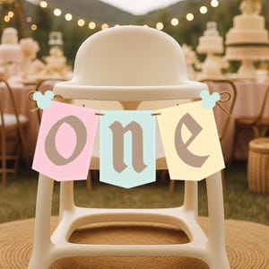 Disneyland 1st Birthday High Chair Banner – Mickey Mouse Theme Baby Boy or Girl Party Decoration