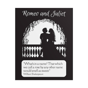 Romeo and Juliet Silhouette Poster: Shakespeare Quote, English Literature Wall Art
