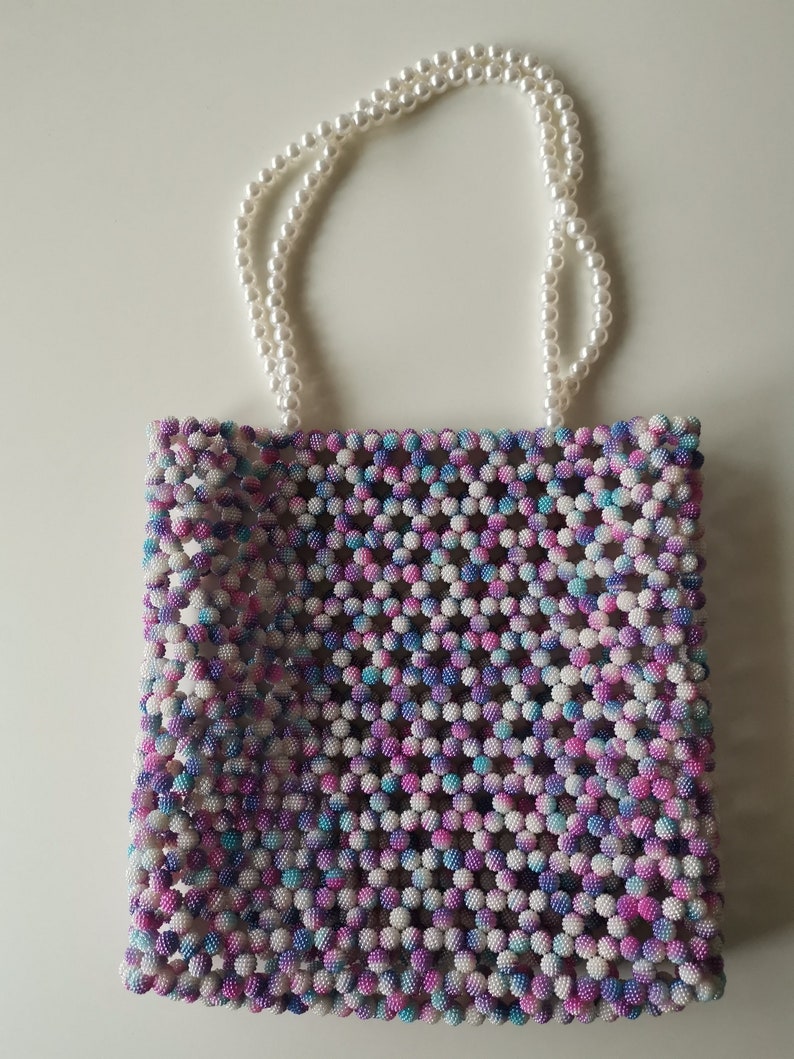 Handmade Multi Colors Beaded Tote Bag Beaded Handle Strap - Etsy Singapore