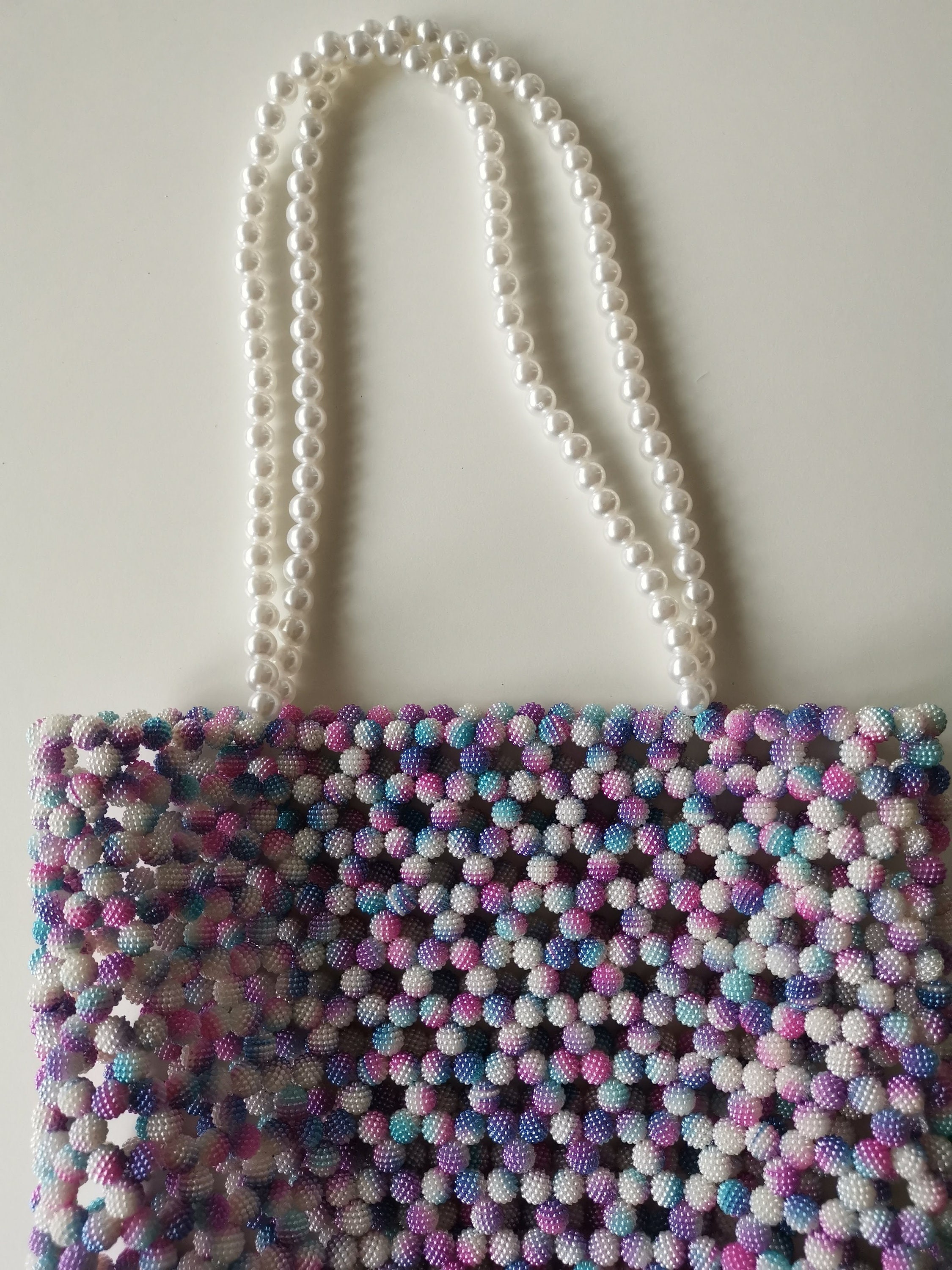 Handmade Multi Colors Beaded Tote Bag Beaded Handle Strap | Etsy