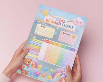 Tableau des récompenses pour enfants, imprimable, suivi des tâches ménagères hebdomadaires (fichier PDF de format A4 à téléchargement numérique)