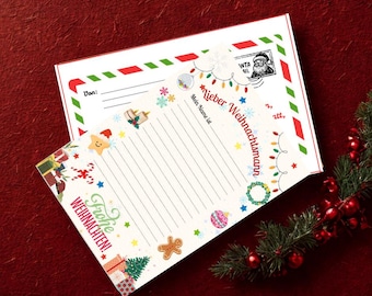 Brief an den Weihnachtsmann | Ausdruckbarer Brief & Umschlag | Kinder Weihnachtsaktivität | Téléchargement