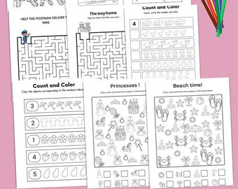 Lot d'activités pour enfants, feuilles de travail pour les enfants d'âge préscolaire, pages d'apprentissage pour les tout-petits (PDF)