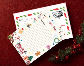 Lettre au Père Noël à imprimer | Activité de Noël pour les enfants (téléchargement numérique)