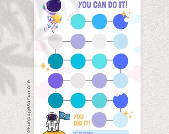 Tableau des récompenses spatiales imprimable, motivation des astronautes pour les enfants, suivi de la routine (téléchargement numérique, format A4)
