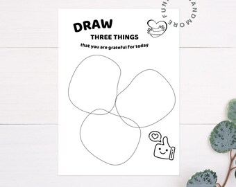 Feuille de travail de gratitude pour les enfants, activité de dessin de pleine conscience (PDF imprimable au format A4)