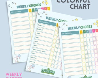 Tableau des tâches hebdomadaires pour enfants : suivi des responsabilités imprimable et modifiable (téléchargement PDF au format A4)