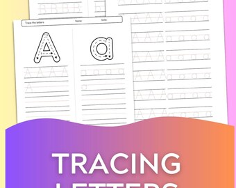 Feuilles de travail pour le traçage de l'alphabet de A à Z, exercice d'écriture manuscrite (téléchargement numérique)