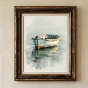 Vintage Sailboat Print, Nautical Wall Art,  Watercolor Ocean Art, Marine Painting  (Digital Download)