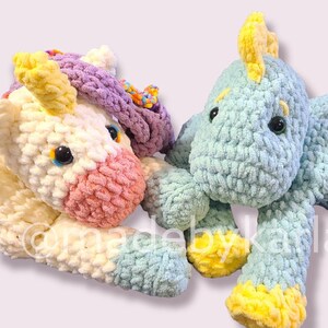 Pattern, Unicorn and Dino Crochet Pajama Bag, Crochet Pajama Bag Pattern, Amigurumi Animal Pattern