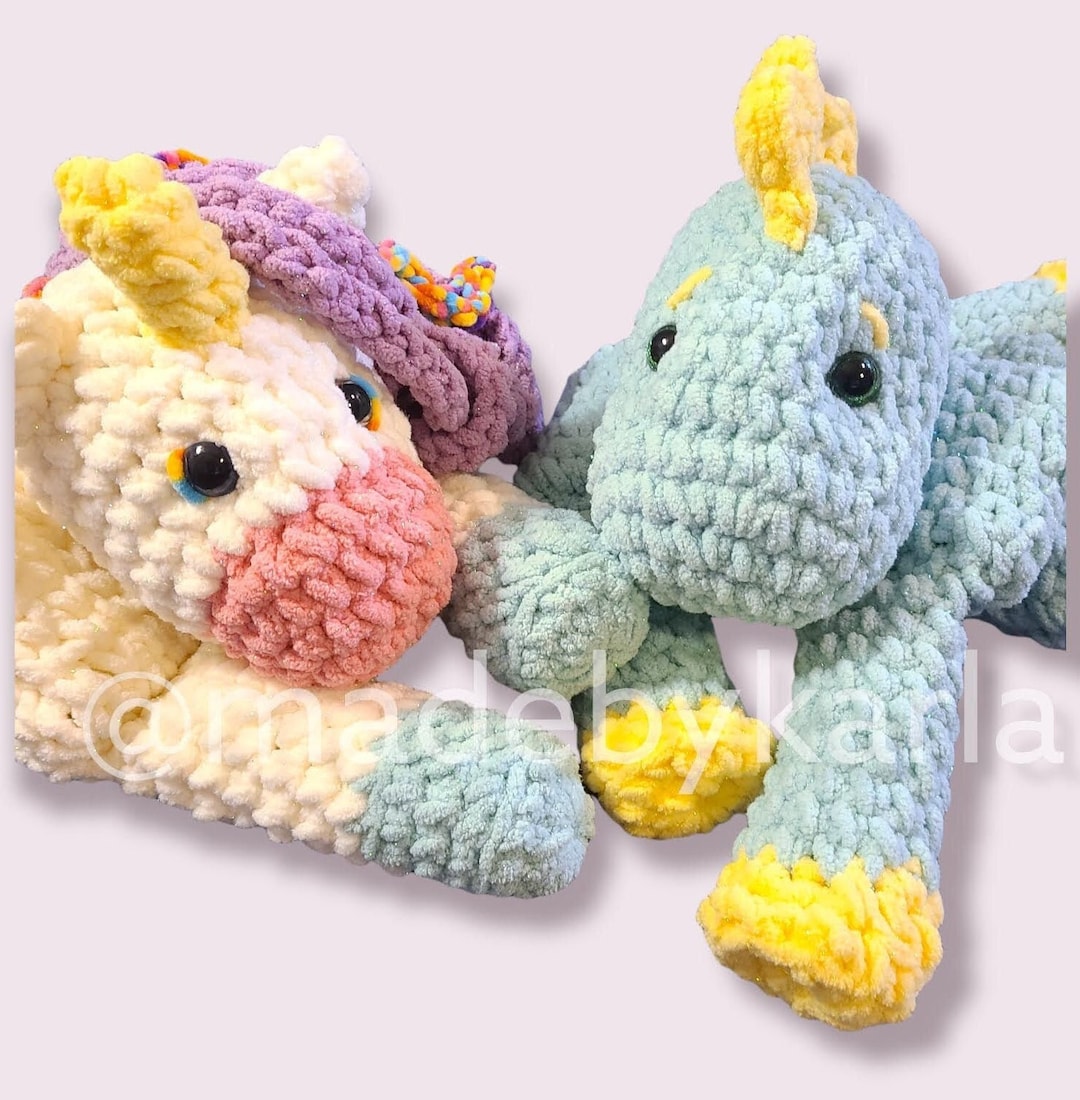 Pattern, Unicorn and Dino Crochet Pajama Bag, Crochet Pajama Bag