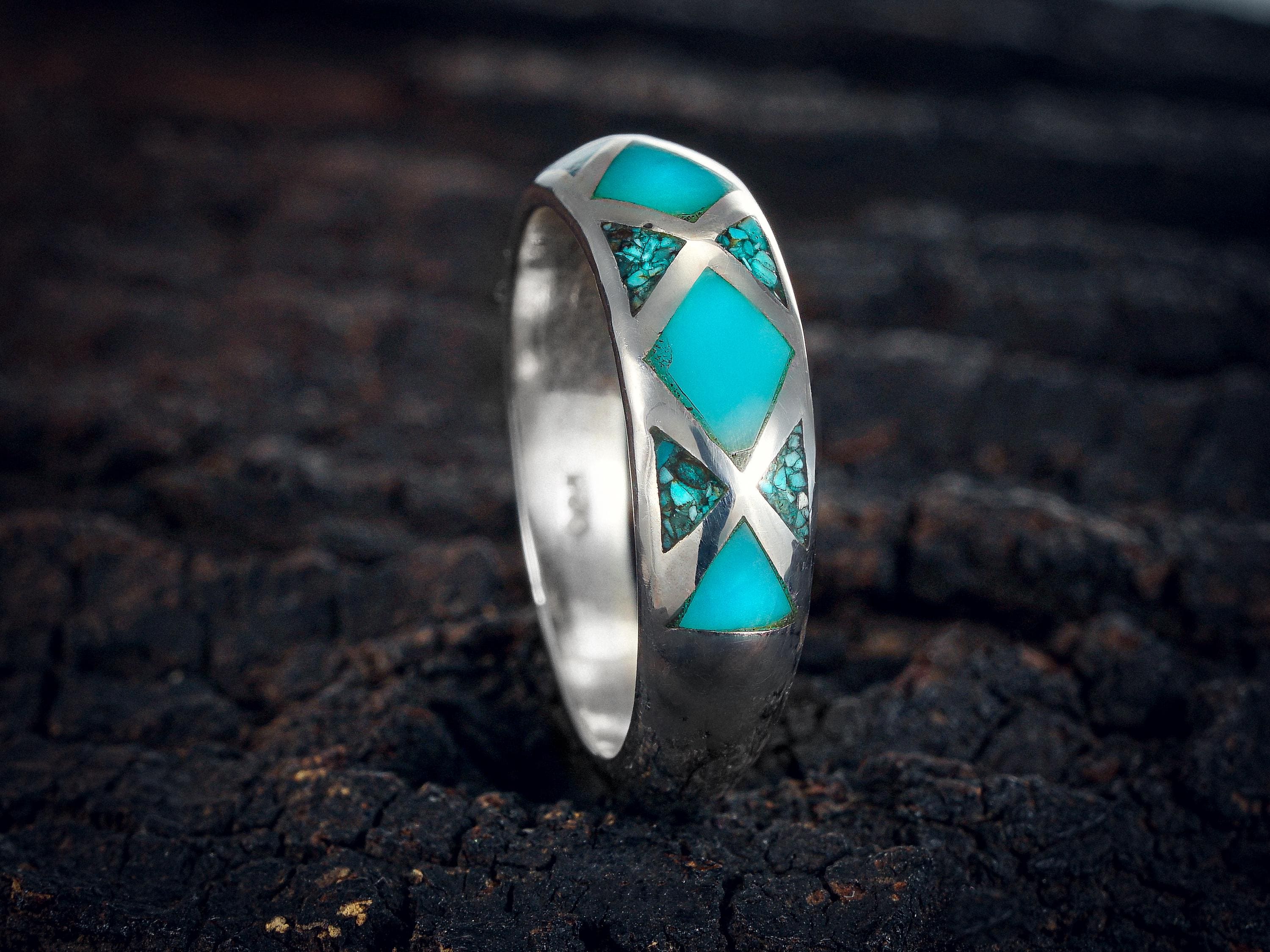 Bague chef Zuni en argent turquoise et corail - Montres & Bijoux