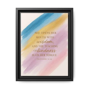 Proverbs 31:25 Bible Verse Framed Canvas Wall Art Multi Color