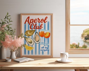 Aperol club - Aperol wall art - Drink Poster - Gift for friend - Fun Wall Decor - Aperol Poster - Aperol Club Print