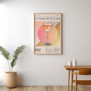 Cosmopolitan cocktail -cocktai wall art -  wall art -  Drink Poster - Gift for friend - Fun Wall Decor -  Cosmopolitan Poster