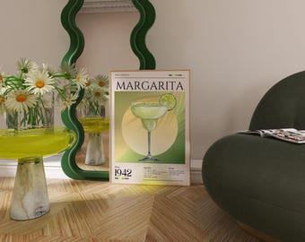 Affiche Margarita - art mural cocktail - art mural - affiche cocktail - cadeau pour un ami - décoration murale amusante - affiche Bloody Mary