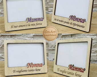 Cornice foto mamma e nonna – file taglio laser DIY - mother and grandmother photo frame - digital download svg dxf ai eps pdf. Rif.#8322