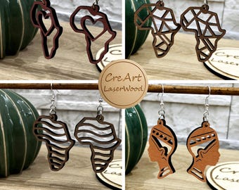 Wooden Drop Earrings Set of 4 – SVG Laser Cut Jewelry File – DIY Jewelry – Digital Download DXF PDF SVG AI EPS. Ref. #114