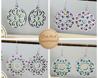 Orecchini luminarie in legno set da 4 – svg laser cut jewelry file – Gioielli fai da te – Digital download dxf pdf svg ai eps. Rif.#124