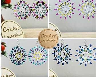 Orecchini luminarie in legno set da 4 – svg laser cut jewelry file – Gioielli fai da te – Digital download dxf pdf svg ai eps. Rif.#122
