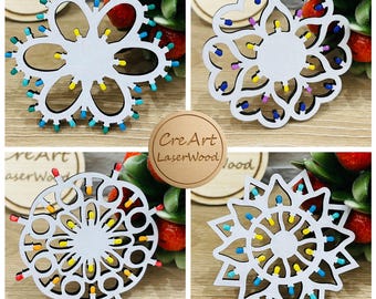 Calamite luminarie in legno set da 4 – svg laser cut magnets file – decorazioni fai da te – Digital download dxf pdf svg ai eps. Rif.#612