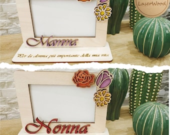 Cornice foto mamma e nonna – file taglio laser DIY - mom photo frame - digital download svg dxf ai eps pdf. Rif.#8311