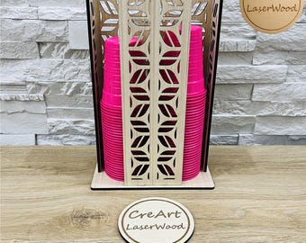 Portabicchieri doppio decorato in legno 17x9x25 – file taglio laser DIY - wooden cup holder - digital download svg dxf ai eps pdf. Rif.#912