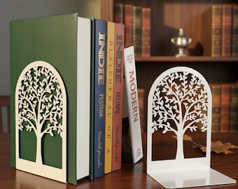 Fermalibri moderno floreale ad albero in metallo per libreria, organizer per libri, decorazioni per ufficio, casa, soggiorno, libreria, fermalibri, regalo per amanti dei libri
