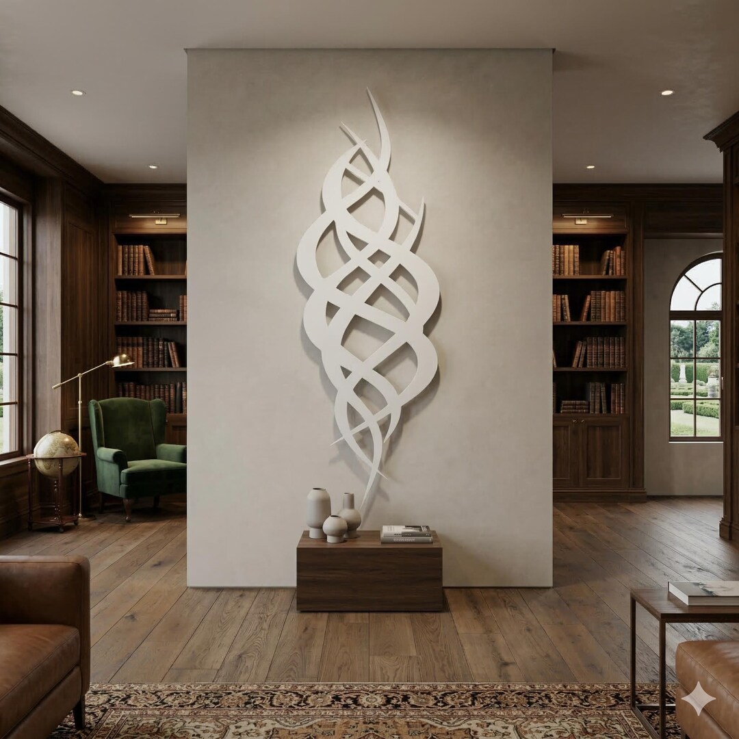 Abstract Line Metal Wall Art, Modern Black Metal Wall Sculpture ...