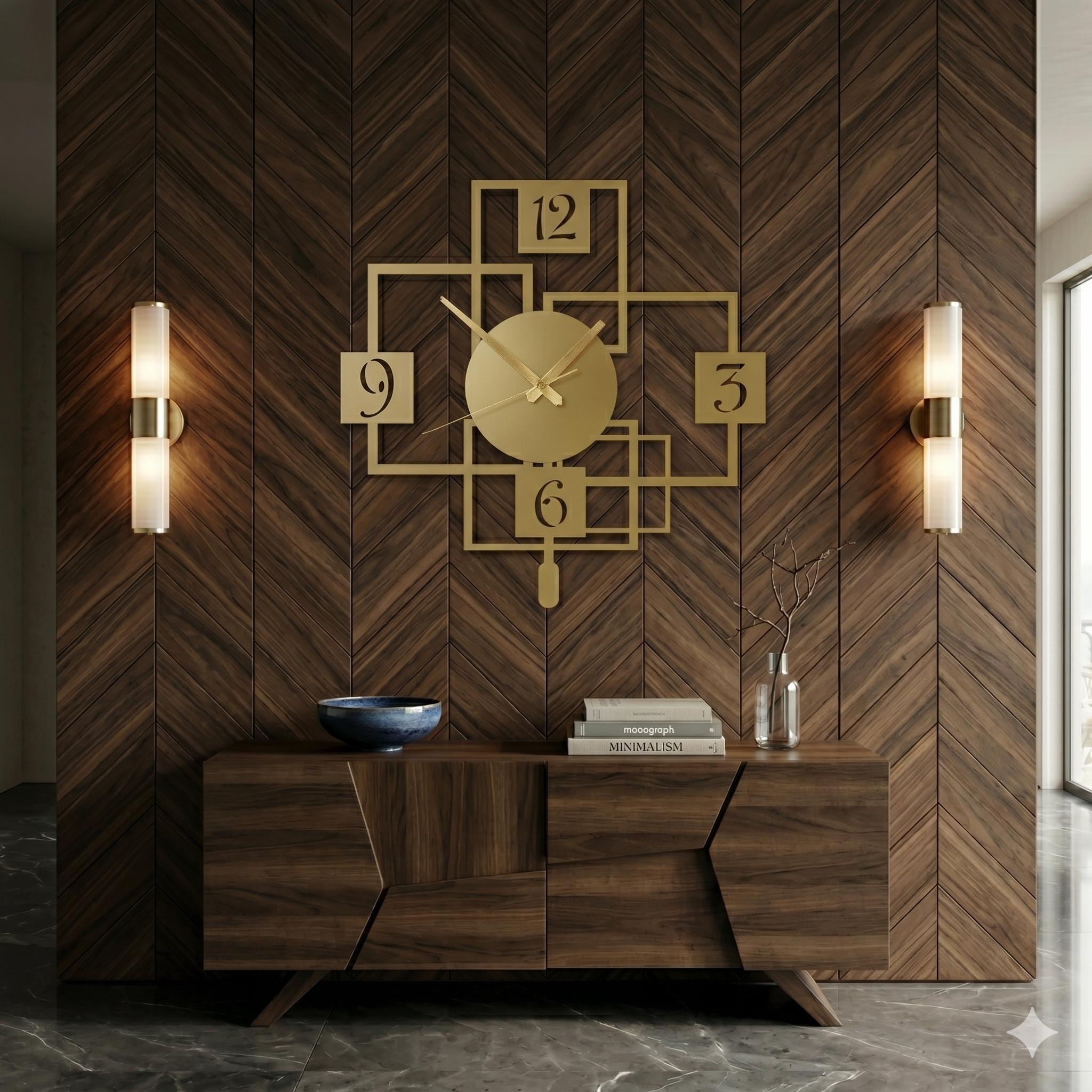 Modern Metal Asymmetric Wall Clock, Geometric Silent Clock - Etsy